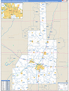 Champaign-Urbana Metro Area Wall Map Basic Style